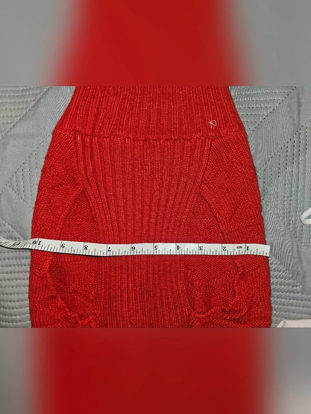Pet- Bright Red Textured Knit Sweater - Turtleneck